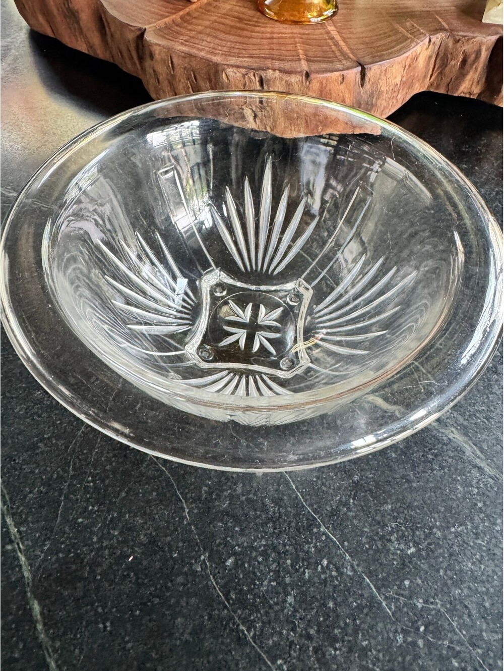 Vintage Federal Glass "Sunrise" Starburst Clear 8.5" Nesting Mixing Bowl
